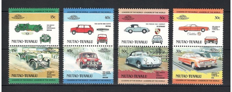 NIUTAO TUVALU 1984 - AUTOMOBILE DE EPOCA - SERIE DE 8 TIMBRE - NESTAMPILATA - MNH / auto304
